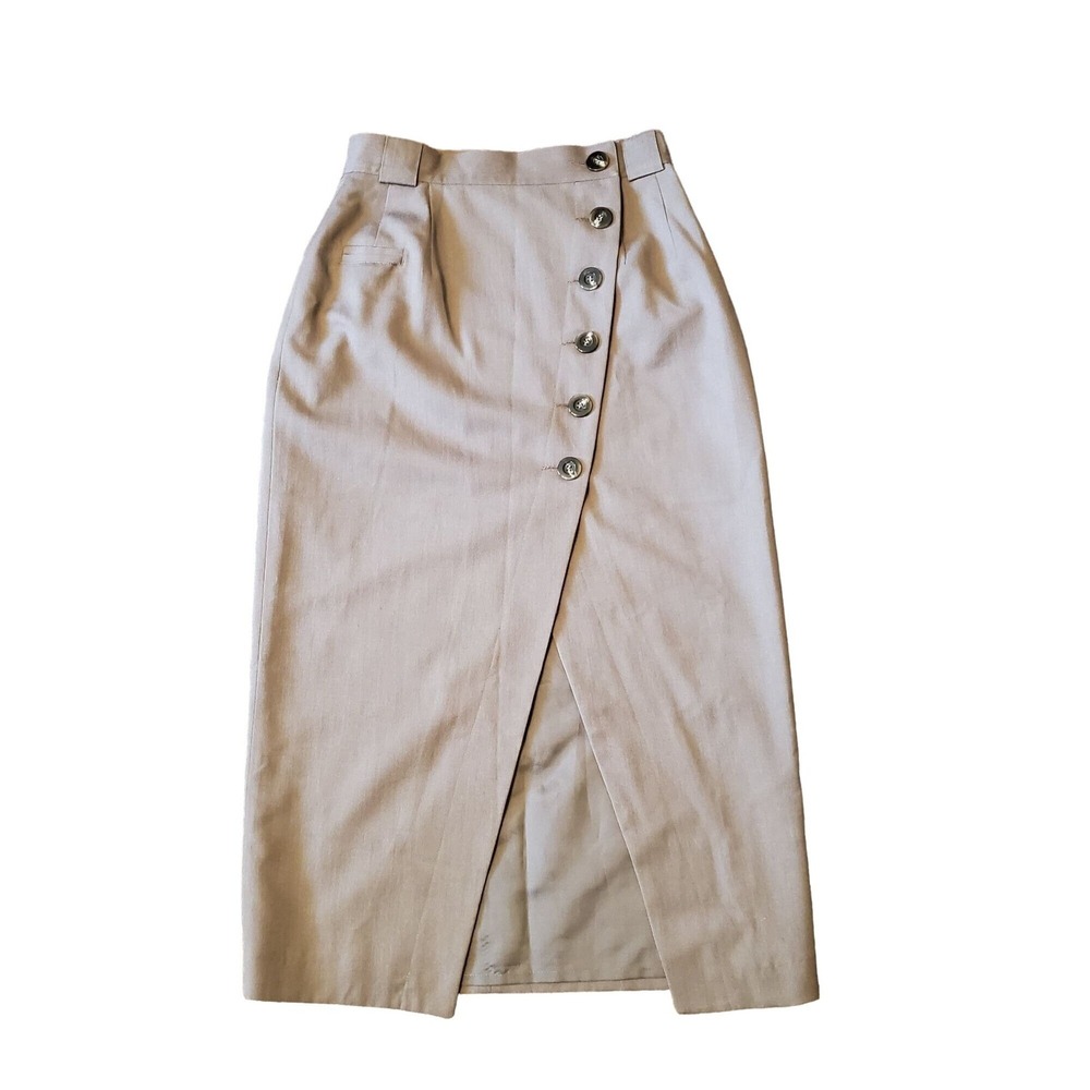 Benard Holtzman 10 Brown Wool Career Office Work Skirt Front Slit Academia Twee‎